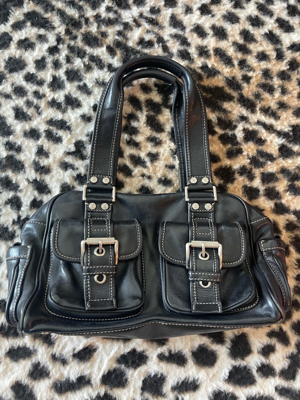 Michael Kors Black Leather Buckle Shoulder Bag
